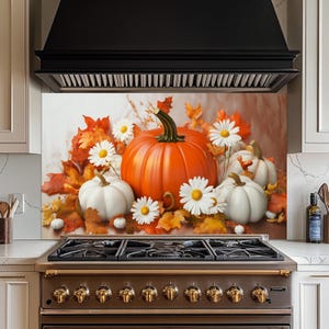 Rustic Fall Pumpkin Glass Backsplash, Tempered Glass Kitchen Backsplash, Stove Wall Protector, Glass Splashback, Backsplash for Kitchen Tile