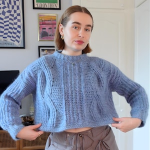 Patrón + Tutorial de jersey de cable de crochet