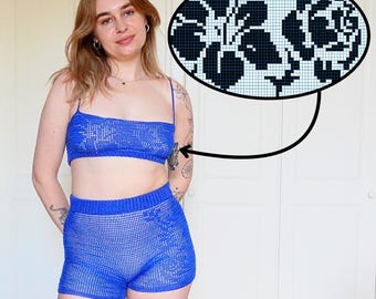 Floral Pattern Filet Crochet Bralet eBook