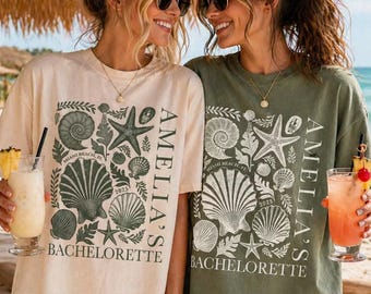 Strand Bachelorette Shirt, Küstenmuschel Bachelorette T-Shirt, benutzerdefinierte Braut Reise Shirt, Miami Beach Party Shirt, Nautical Bach Crew Shirts