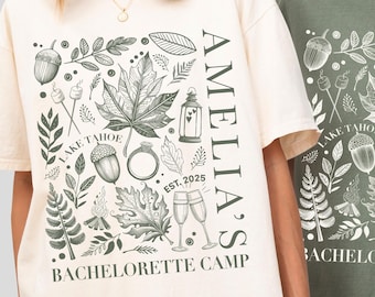 Camiseta de campamento de despedida de soltera, camiseta de despedida de soltera en el lago Tahoe, camiseta de viaje a una cabaña en el bosque, camiseta de fin de semana de campamento para novias, camiseta de despedida de soltera al aire libre