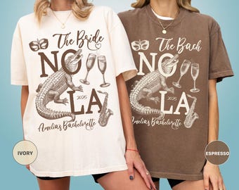 NOLA Bachelorette Shirt • New Orleans Bach Trip Tee • Bride Party Top with Alligator Design • Custom Girls Weekend Outfit • Mardi Gras Theme