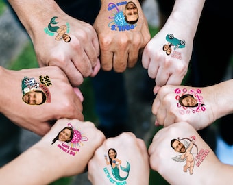 Bachelorette party tattoos, Custom Face tattoos, Waterproof temporary tattoo, party favours