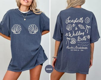 Muscheln und Hochzeitsglocken Bachelorette Shirt, Strand Bach Cover Up, Küsten Brautparty T-Shirt, Key West Mädchen Trip Shirt, Braut Kader Outfit