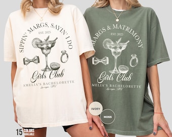 Margs and Matrimony Junggesellinnenabschied Shirt: Benutzerdefinierte Komfort Farben T-Shirt