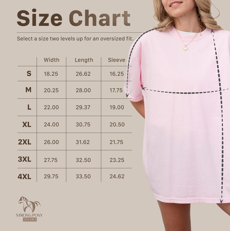Size chart, with the detailed info about sizing
