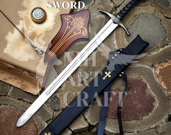 Espada Accolade de los Caballeros Templarios, réplica de la espada medieval cruzada, espada coleccionable templaria, espada decorativa de caballero, regalos de Navidad en EE. UU.