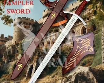 Accolade Sword of the Knights Templar Replica Medieval Crusader Sword Templar Collectible Sword Decorative Knight Sword Gift Boyfriend Gift.