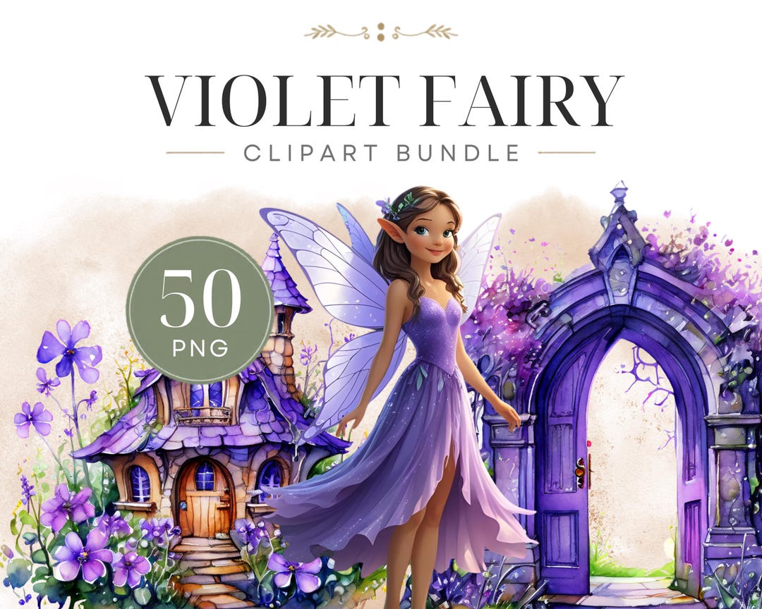 Purple Fairy Clipart PNG Watercolor Fantasy Magical Forest Elements ...