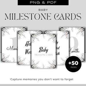 Cartes d'étapes pour bébés - Imprimables étapes pour bébés - Jalons unisexes - accessoire photo bébé, baby shower mignon