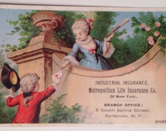 Victorian Trade Card Metropolitan Life Insurance Syracuse NY 1870s Vintage Litho Ad Antique