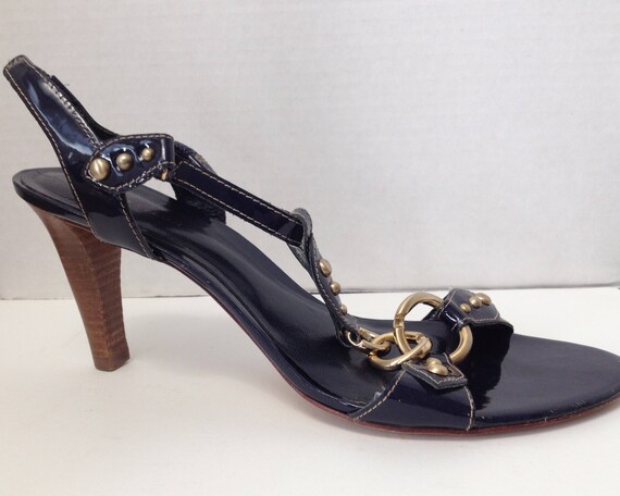 navy blue slingback heels