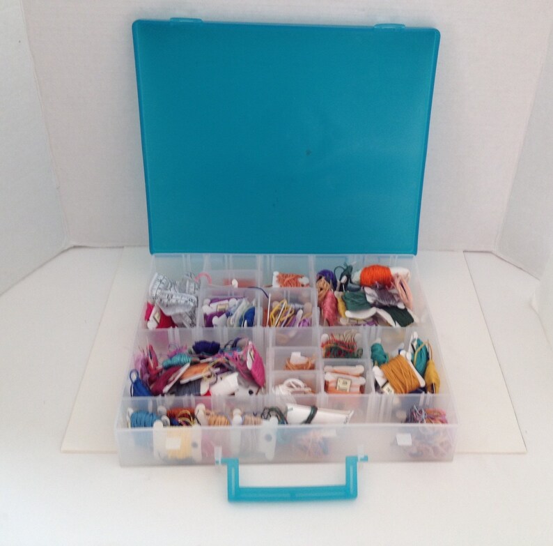 Darice Embroidery Thread Storage Box With Handle 15 Adjustable Etsy