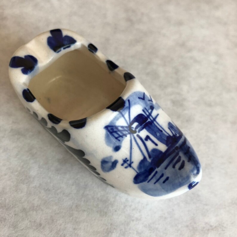Delft Blue Shoe Vintage Miniature Clog Holland Souvenir Dutch Hand Painted Ashtray