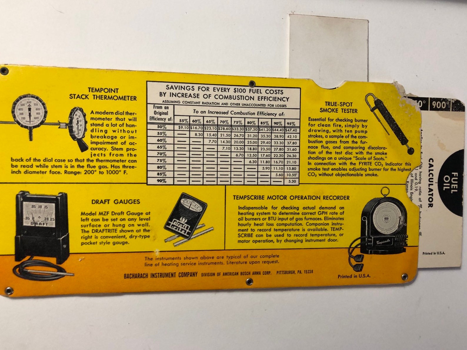 Bacharach Instrument Company Ad Card Fire Efficiency Finder Etsy