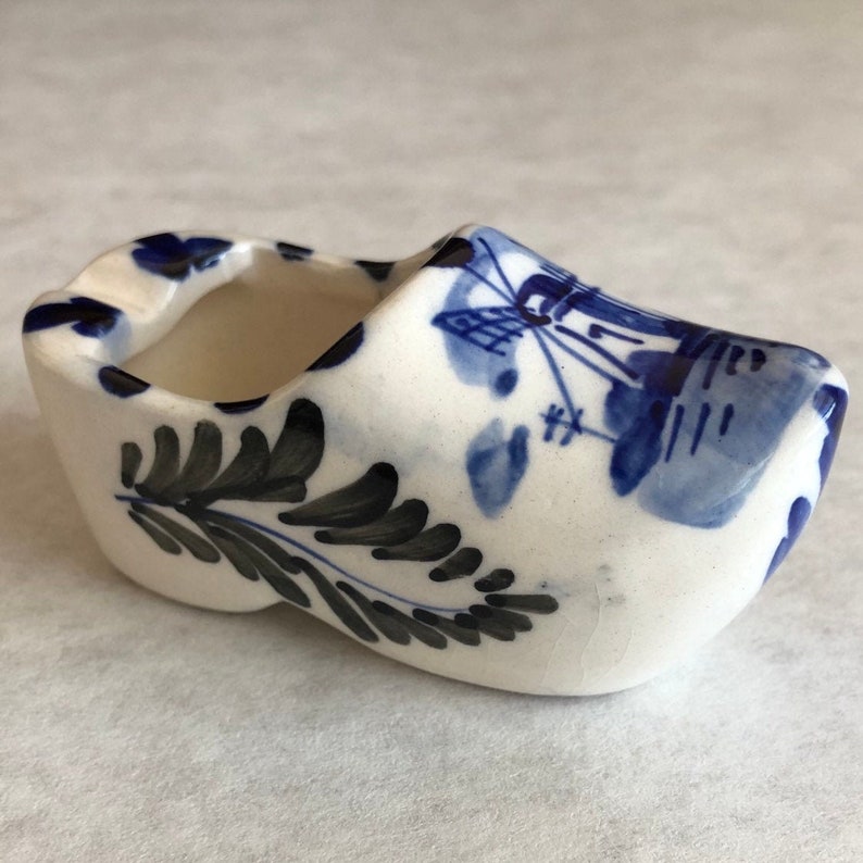 Delft Blue Shoe Vintage Miniature Clog Holland Souvenir Dutch Hand Painted Ashtray