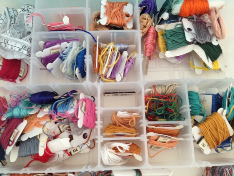 Darice Embroidery Thread Storage Box With Handle 15 Adjustable Etsy