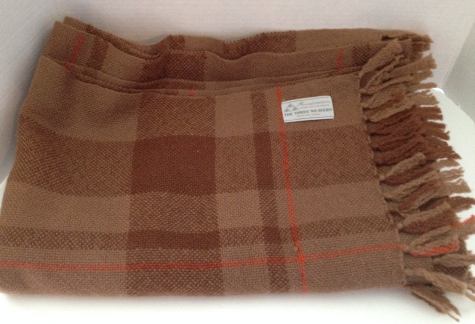 Vintage Wool Throw Blanket The Three Weavers Houston Texas Etsy