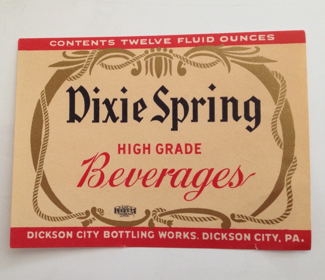 Dixie Spring Label 12 Oz Beverage Bottle Sticker Dickson City Etsy