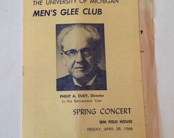 Vintage University of Michigan Program 1966 Mens Glee Club College Brochure Souvenir