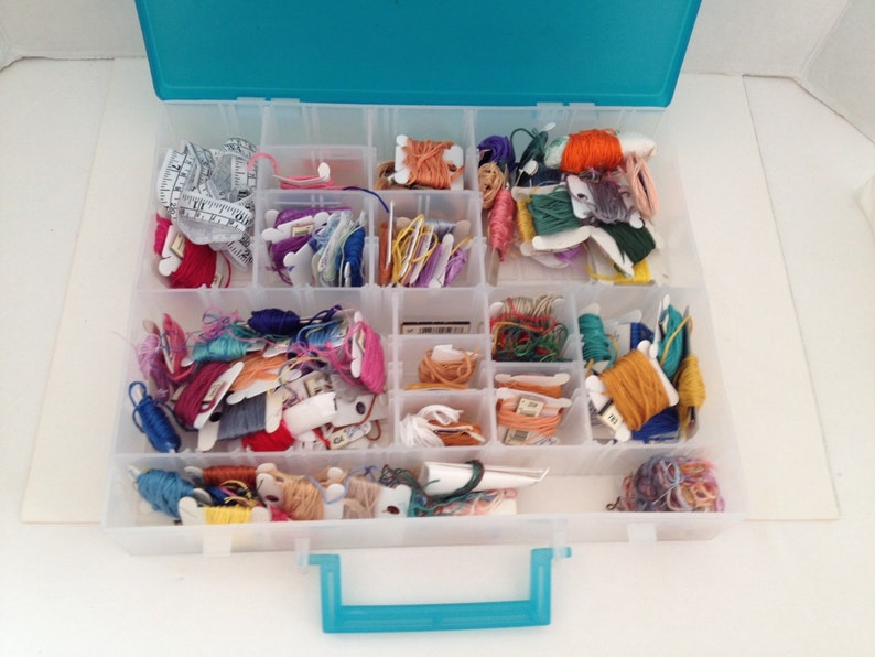 Darice Embroidery Thread Storage Box With Handle 15 Adjustable Etsy