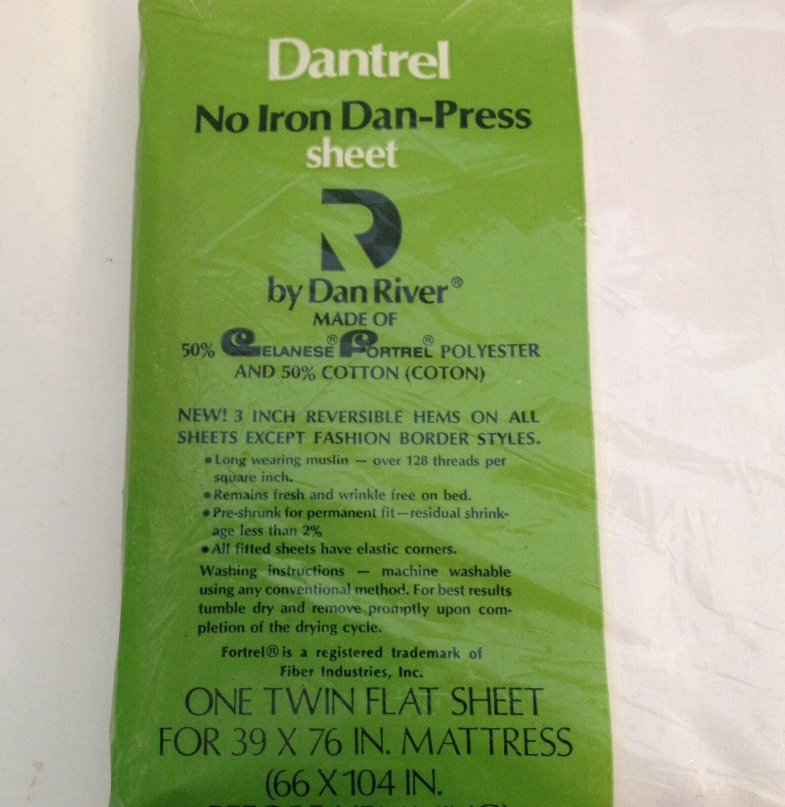 Vintage Dan River Twin Flat Sheet Cotton Muslin Poly White Etsy
