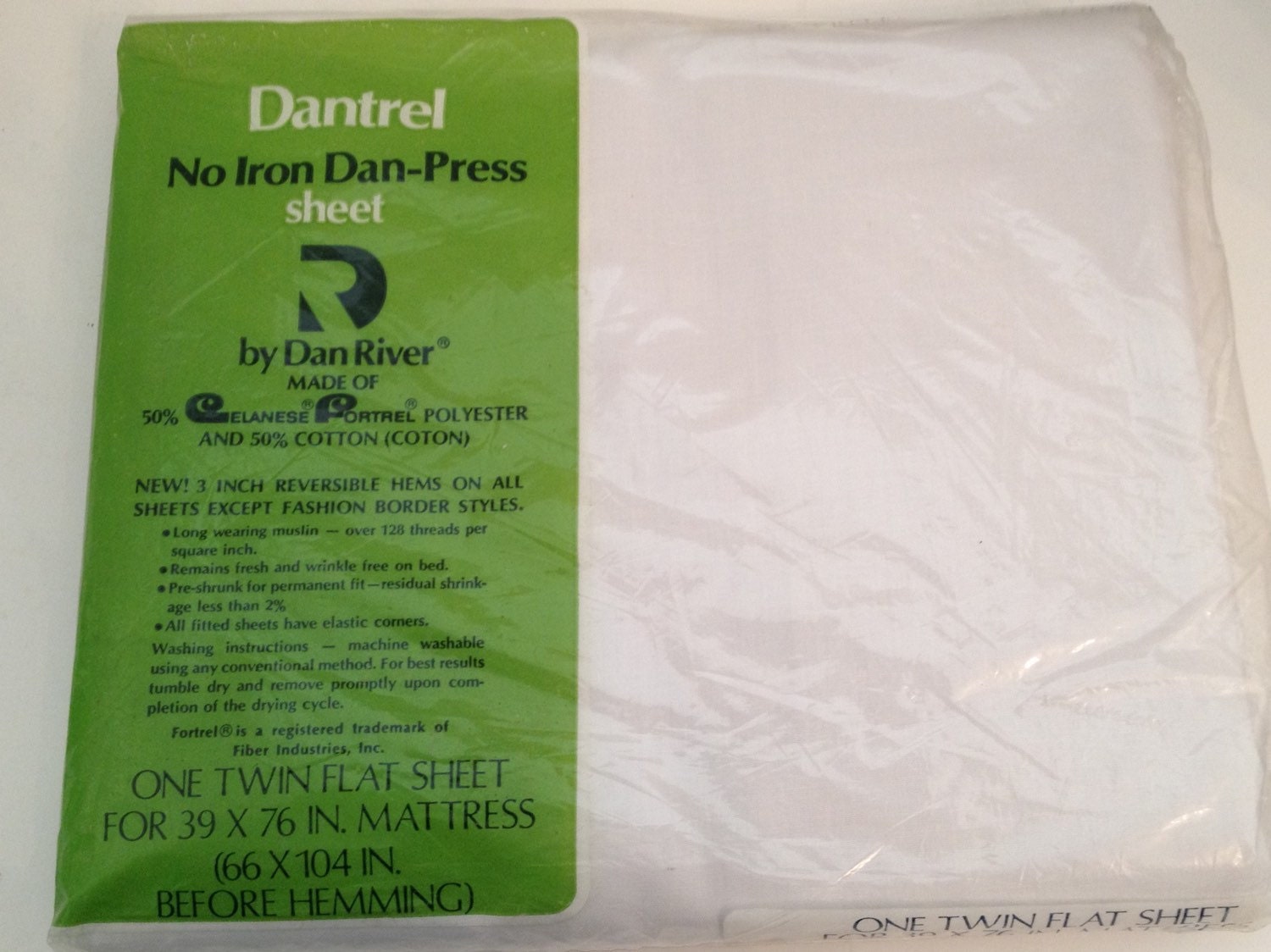 Vintage Dan River Twin Flat Sheet Cotton Muslin Poly White Etsy