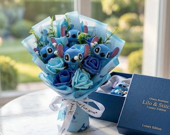 Stitch Disney Plush Bouquet 35cm | Kawaii Plush Flowers | Handmade Gift | Original Gift Idea | Soft Decoration