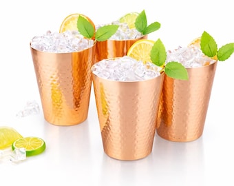 Hammered copper glasses 430 ml | Handcrafted Ayurveda tumblers | Healthy and natural water | Reusable set | Cocktail glasses
