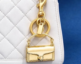 Antique Gold Mini Bag Keychain | Vintage Handbag Charm | Elegant Accessory | Trendy Bag Charm