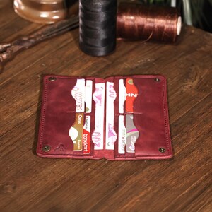 Leather Long Wallet / 20x10 cm / Personalized Name and Logo Engraving /Special Gift for Loved Ones/ Personalized/Women Wallet/Burgundy