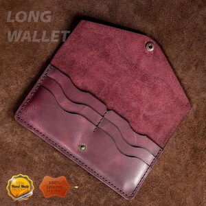 Leather Long Wallet / Handmade / Personalized Name and Logo Engraving / Special Gift for Loved Ones / Personalized / Monogrammed Wallet