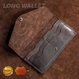Leather Long Wallet / Handmade / Personalized Name and Logo Engraving / Special Gift for Loved Ones / Personalized / Monogrammed Wallet
