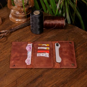 Handmade Leather Long Wallet / Personalized Name and Logo Engraving / Special Gift for Loved Ones / Personalized / Monogrammed Wallet