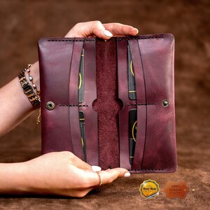 Leather Long Wallet / Personalized Name and Logo Engraving / Special Gift for Loved Ones / Personalized / Monogrammed Wallet / Women Wallet