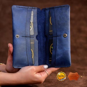 Leather Long Wallet / Personalized Name and Logo Engraving / Special Gift for Loved Ones / Personalized / Monogrammed Wallet