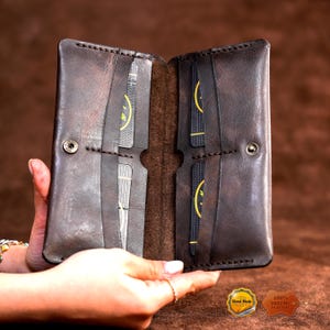 Leather Long Wallet / Personalized Name and Logo Engraving / Special Gift for Loved Ones / Personalized / Monogrammed Wallet
