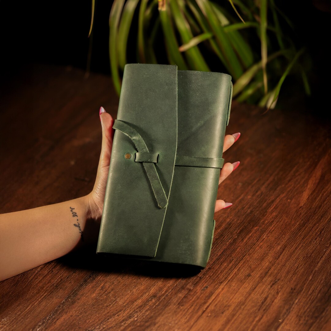 Handmade Leather Journal Set Personalized Travel Sketchbooks (21x12 Cm