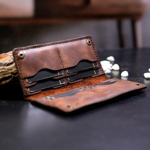 Leather Long Wallet / 20x10 cm / Personalized Name and Logo Engraving /Special Gift for Loved Ones/ Personalized/Monogrammed Wallet/Brown