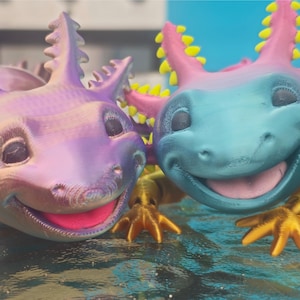 3D Printed Axolotl Fidget Toy – Articulated Flexi Sensory Gift