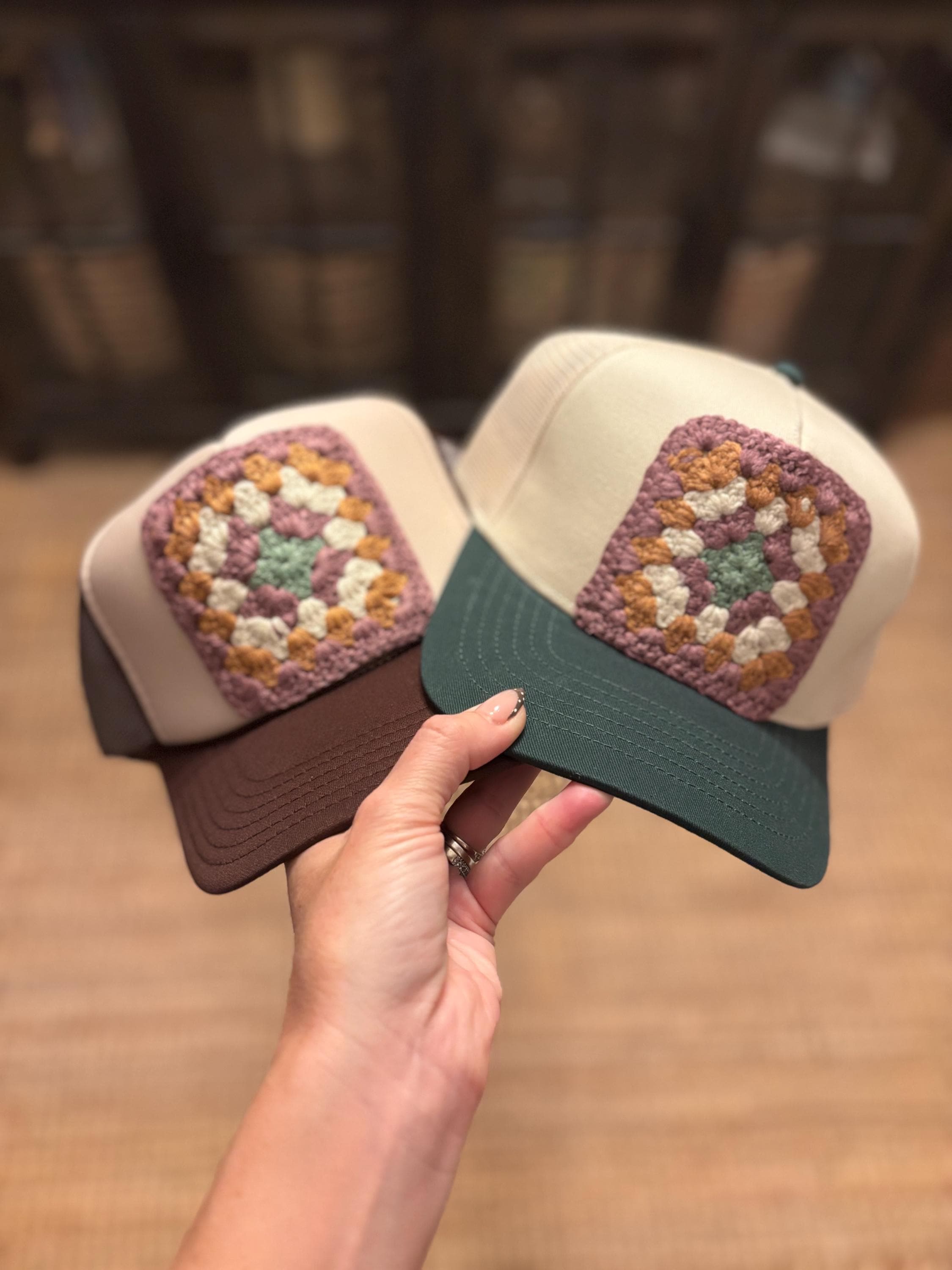 G2 Boho Granny Square Baseball Hat Little Bird Trucking Granny Square Hats – Little Bird  main image 2