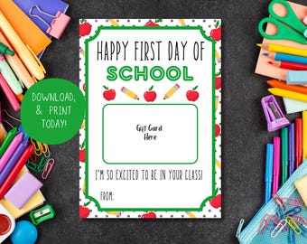 Happy First Day of School Gift Card Holder | Back to School Gift for Teacher | Printable Welcome Back to School Gift | Instant Download