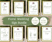 Printable Watercolor Floral Wedding Sign Bundle | Jewel Tones Wedding Signs | Editable Simple Wedding Sign Templates | Canva