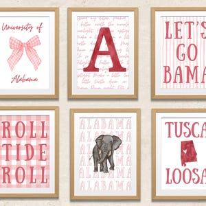 Printable University of Alabama Wall art | Alabama Gallery Wall | Alabama Wall Decor | College Dorm Room Art | Set of 6 Digital Prints
