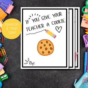 Si vous offrez un biscuit de fin d'année à un enseignant | Carte-cadeau imprimable Livre cadeau pour enseignant | Idée cadeau pour la classe | Téléchargement instantané