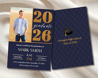 2026 Graduation Party Photo Invitation, Editable Template (Digital)