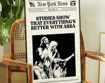 ABBA New York News Print Magazine Cover Retro Editorial Wall Art Bold Newspaper Poster Trendy Music Inspired Artwork Gallery Decor Print