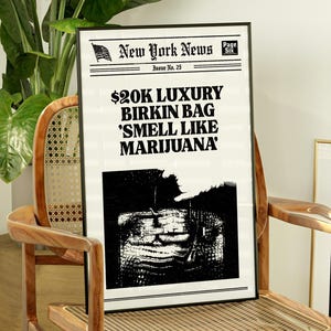 New York News Print Magazine Cover Birkin Retro Editorial Wall Art Bold Newspaper Poster Trendy Aesthetic Decor Fashion Commentary Artwork
