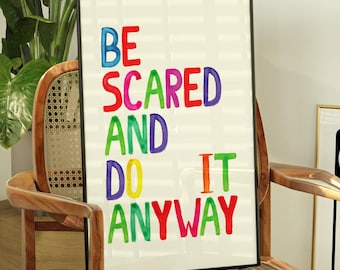 Inspirational Quote Print Colorful Typography Wall Art Motivational Poster Funky Retro Home Decor Positive Message Digital Download Artwork