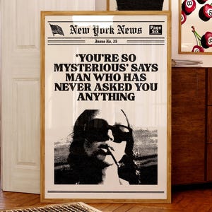 New York News Print Newspaper Poster New York Print Trendy Wall Art Mysterious Aesthetic Print Home Decor Room Decor Physical Wall Art Print